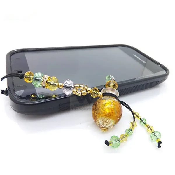 

SUEF Heart-shaped hollow glass essence oil bottle mobile phone chain mobile phone dust plug aroma mobile phone pendant