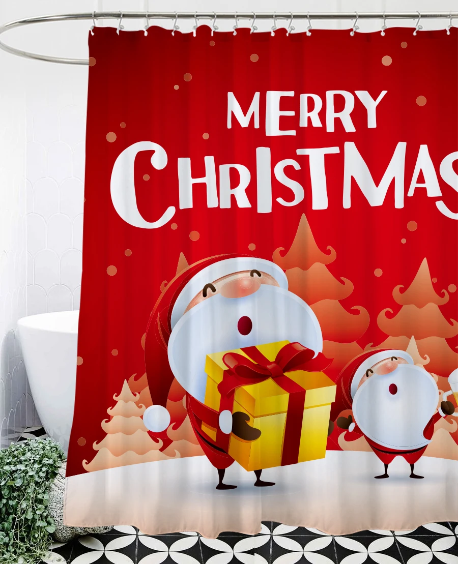IBANO рождественский занавеска для душа Водонепроницаемый полиэстер ткань занавеска для ванной комнаты с 12 шт. Пластиковые Крючки коврик