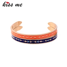KISS ME бренд 2 шт./компл. оранжевый синий эмалевые браслеты для женщин позолоченный металл винтажные браслеты и браслеты