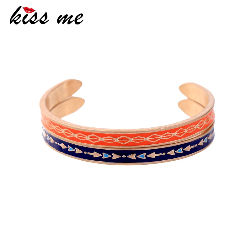 Бренд KISS ME 2 шт./компл. оранжево голубые эмалированные браслеты для женщин