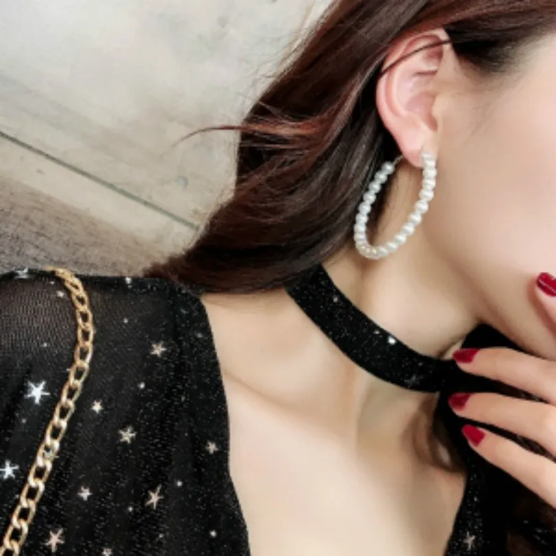

Korean Fashion Accessories Cool Wind Fairy Temperament Earrings Personality Wild Anti-pear Exaggerated Big Circle Earrings