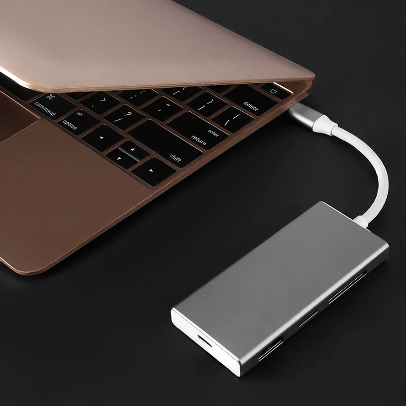 7 в 1 Тип C usb Hub адаптер 3 Порты HDMI Выход зарядки и разъёмы SD/микро SD кард ридер для