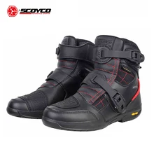 SCOYCO ботинки в байкерском стиле; водонепроницаемые байкерские ботинки; мужские ботинки из микрофибры для мотокросса и гонок по бездорожью; мотоциклетная обувь для верховой езды; Цвет Черный