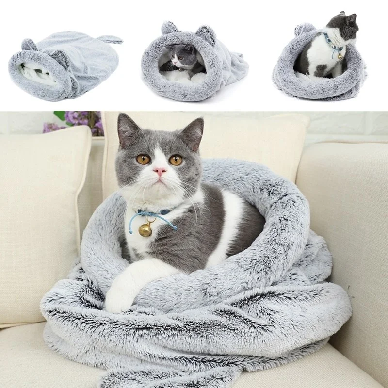 Cute Cat Sleeping Bag Soft Pet Dog Cat Bed Warm House Sleeping Bag