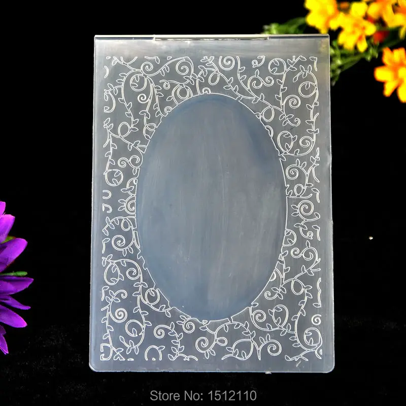 

Leaves Oval Frame Plastic Embossing Folder For Scrapbook DIY Album Card Tool Plastic Template 10.5x15cm KW672205