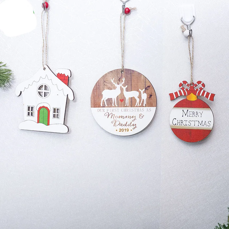 2pcs-Wooden-Round-Baubles-Tags-Christmas-decoration-pendant-tree-hanging-ornament-deer-Christmas-ornaments-DTY-Decorations