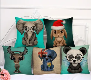 

Cute Cat Dog Panada Elephant Home Decor Pillow Cover Linen Cotton Cushion Cover Throw Pillow Pillowcase Pillowsham 17"x17"