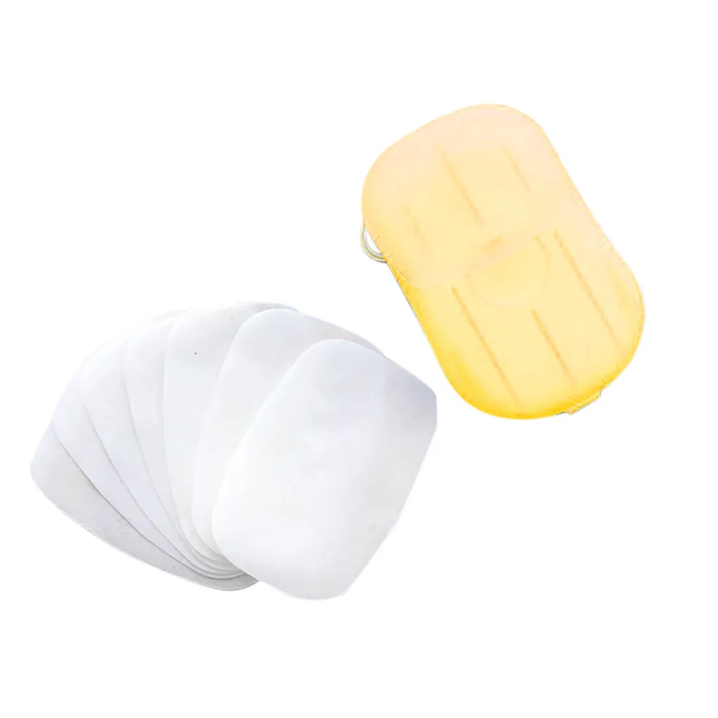 20 шт одноразовые для мытья рук таблетки путешествия носить туалетное мыло бумага - Цвет: Yellow