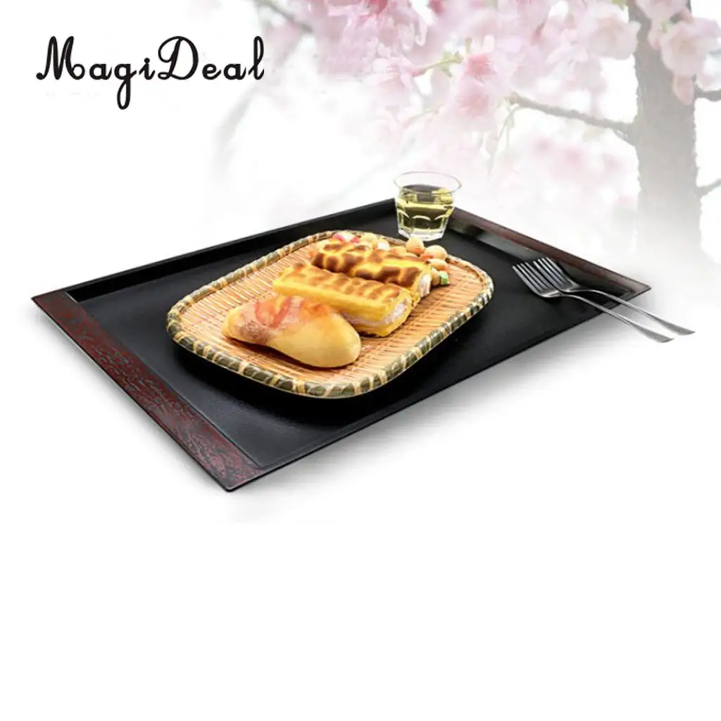 Rectangle Food Breakfast Tray Cup Tea Snack Serving Tray Sushi Platter Plastic Grain Plate Hotel Kitchen Storage Tableware