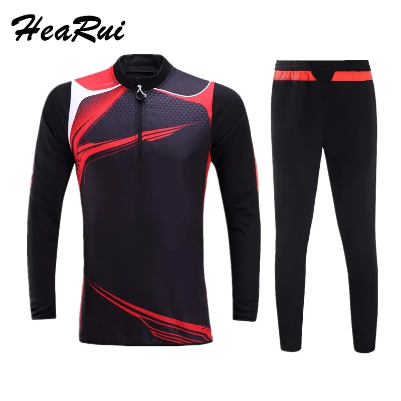 

2017 New Men's Soccer Training Football Tracksuits Suit Futbol Sweatshirt Soccer Set 1/4 Zip Pullover Soccer Sportswear