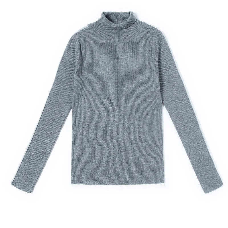 Solid elastic knit turtleneck slim basic sweater 2018 new long sleeve women autumn pullover sweater shirts