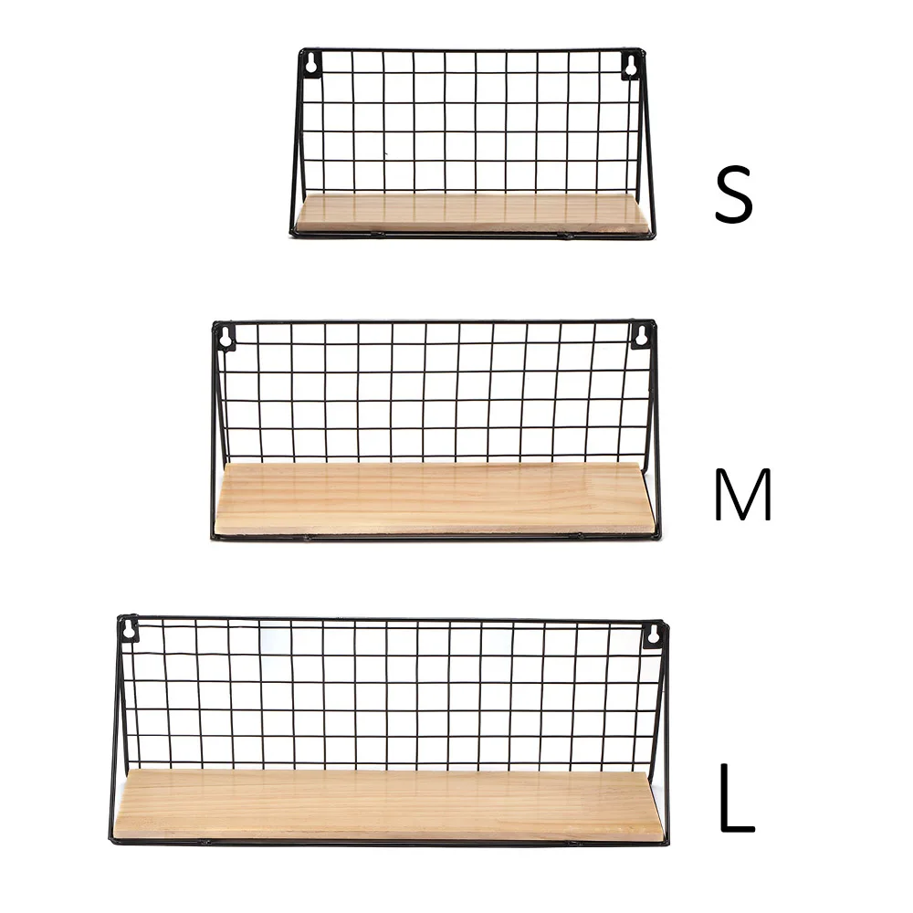 S/M/L настенный подвесной стеллаж, органайзер для хранения на полке, держатель для кухни, гостиной, домашнего офиса, декор из железного дерева