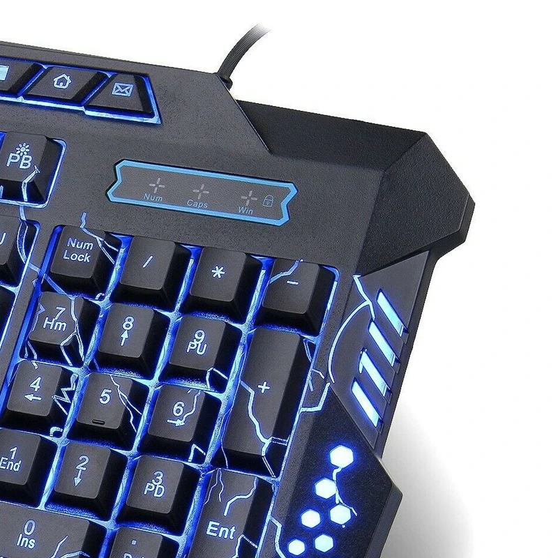 M300 английский Gaming Keyboard Цвет Фул дыхание подсветкой трещины 3-Цвет USB Проводная Водонепроницаемый игровая клавиатура для портативных ПК компьютер