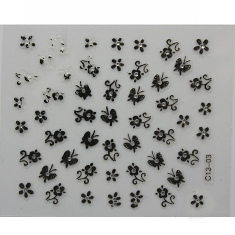 Shellhard 50 Sheets Flower Nail Stickers 3D Design Nail Art Sticker Tips Decal Flower Manicure Decoration For Nail Art