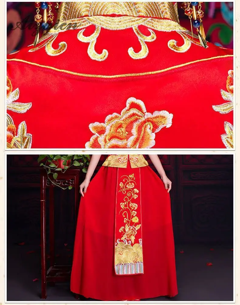 Женское китайское свадебное платье Qipao оригинальное платье невесты с вышивкой Cheongsam Длинные платья Qi Pao Chinoise женитьба винтажное платье