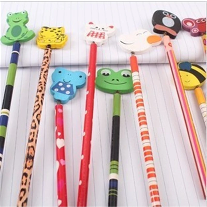 

B314 Children Wood cartoon color animal pencil student kindergarten prize stationery Stationery for office supplies students