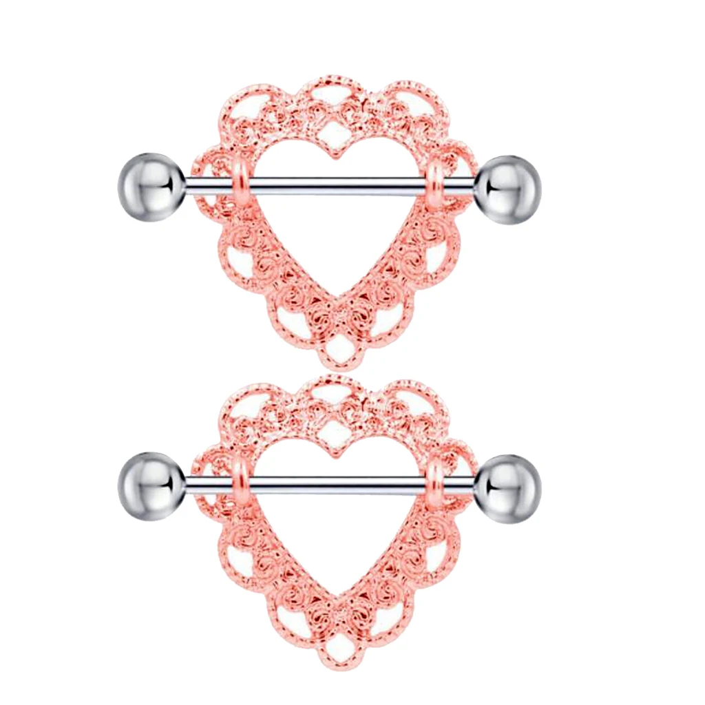 1 Pair Fashion Stainless Steel Love Hearts Nipple Bar Rings Nipple Ring Barbell Body Piercing Jewelry