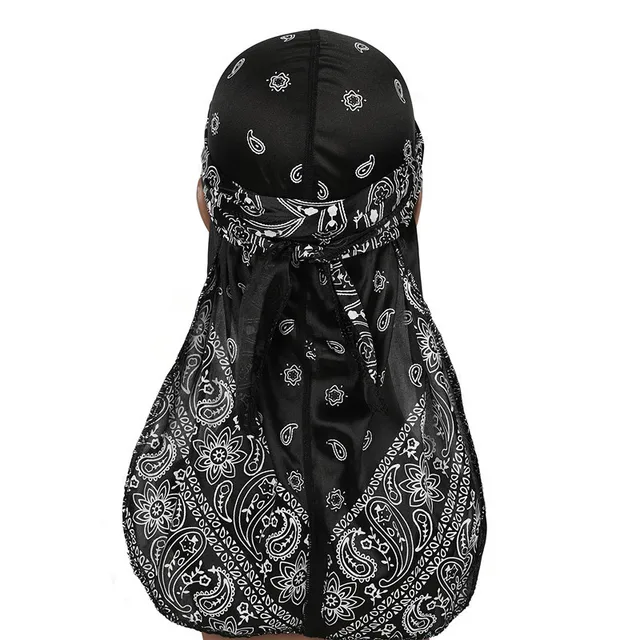 2019 Unisex Men Silk Durag Custom Print Soft Bandana Turban Hair