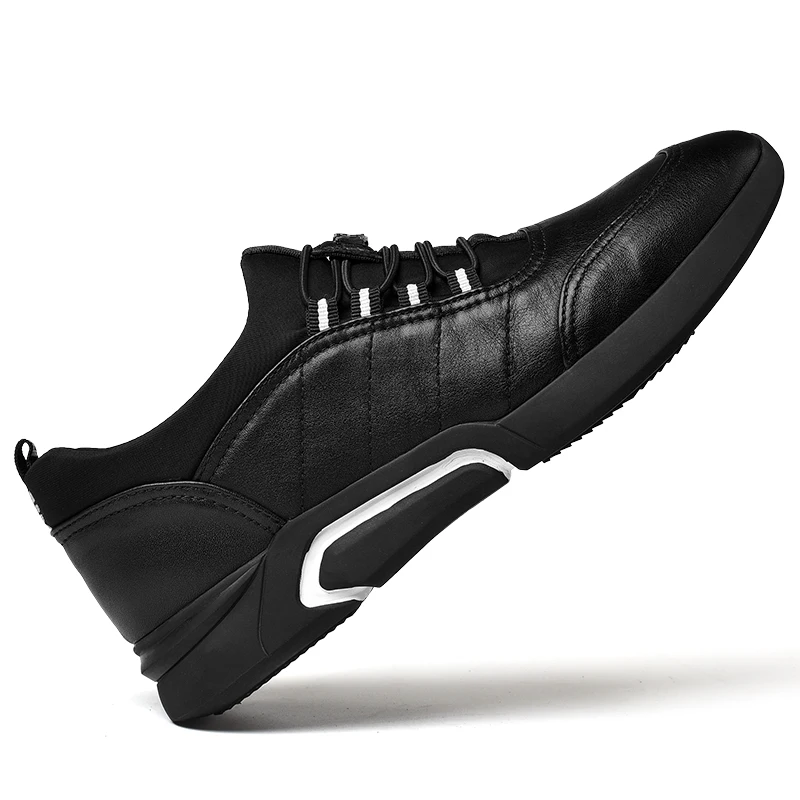 Мужская обувь; Повседневная модная дизайнерская обувь из спилка; Мужская дышащая Уличная обувь без шнуровки; лоферы; кроссовки; сезон осень; Мужская обувь; L5 - Цвет: black