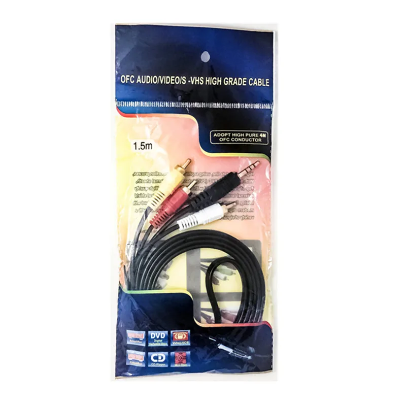 t Audio Cable Stereo 3.5 to 2RCA Audio Adapter Cable 1.5m Male Connector For DVD,TV,PC Speaker Radio Male Connector Free Shipping (1)