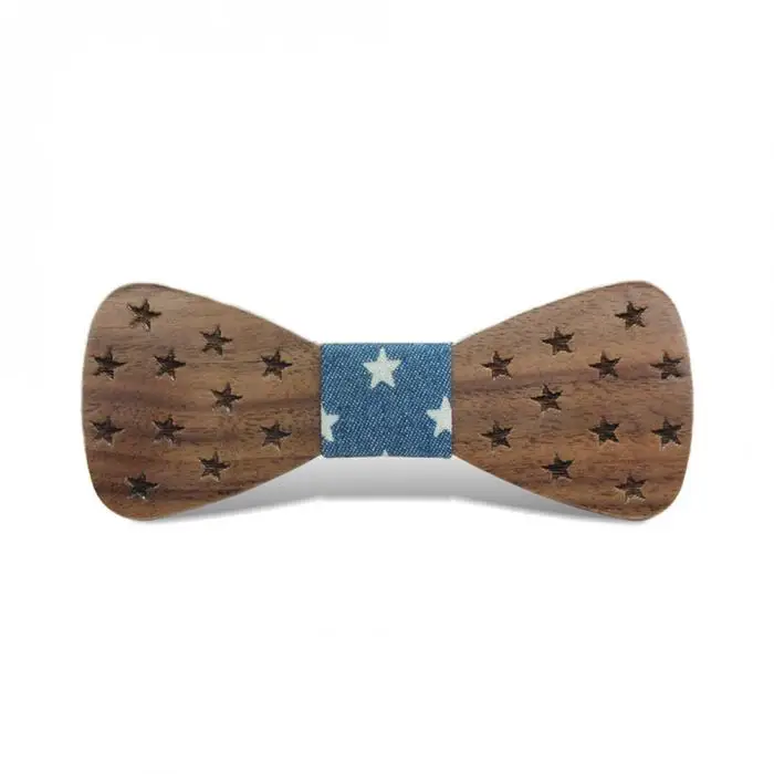 Children Kids Wood Bow Tie Carving Stars Butterfly Wooden Bowtie Wedding Party Accessories NGD88