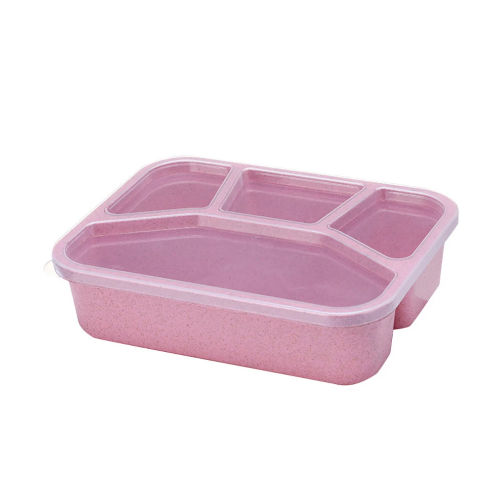 Ланч-бокс из пшеничной соломы, СВЧ-посуда, Bento box, качественный, для здоровья, натуральный, 3 сетки, Студенческая, портативная коробка для хранения еды, Ланч-бокс - Цвет: pink