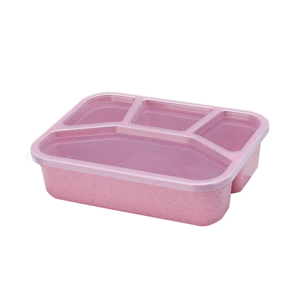 pink Ланч-бокс из пшеничной соломы, СВЧ-посуда, Bento box, качественный, для здоровья, натуральный, 3 сетки, Студенческая, портативная коробка для хранения еды, Ланч-бокс - Цвет: pink