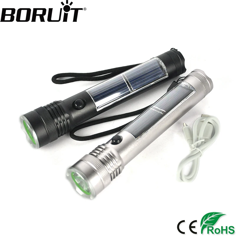 Суперъяркий светодиодный фонарик BORUiT на солнечной батарее фонарь с USB зарядкой и