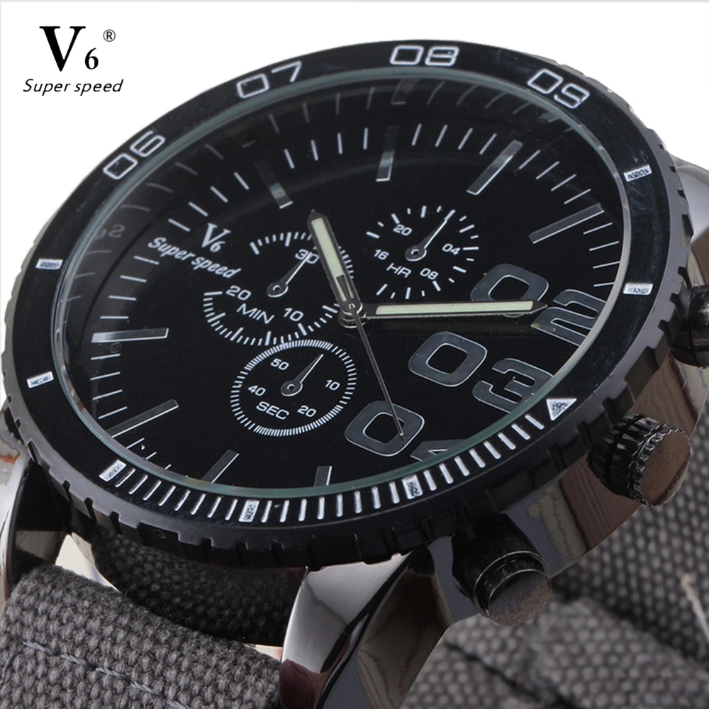 

2016 New Fashion Men Male Outdoor V6 Sport Quartz Watches Stylish Canvas Strap Military Watch Best Gift Mens Wrist Watch Gift