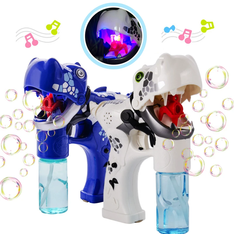 

Cartoon Dinosaur Electric Automatic Bubble Gun Toy With Music Light Bubble Blower Machine Toys For Children Soap Bubbles