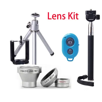 

Foleto Monopod Selfie Stick Tripod + blutooth Remote control Lens Kit Magnetic 3 in 1 lens 180 Fish Eye for Apple iPhone 6 5 5s