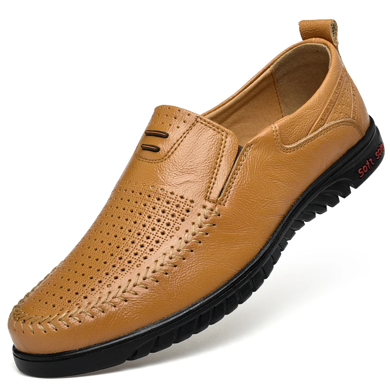 

2019Leather Mens Moccasin Shoes Black Men Flats Breathable Casual Shoes Loafers Comfortable Plus Size Driving Shoes Men Shoes