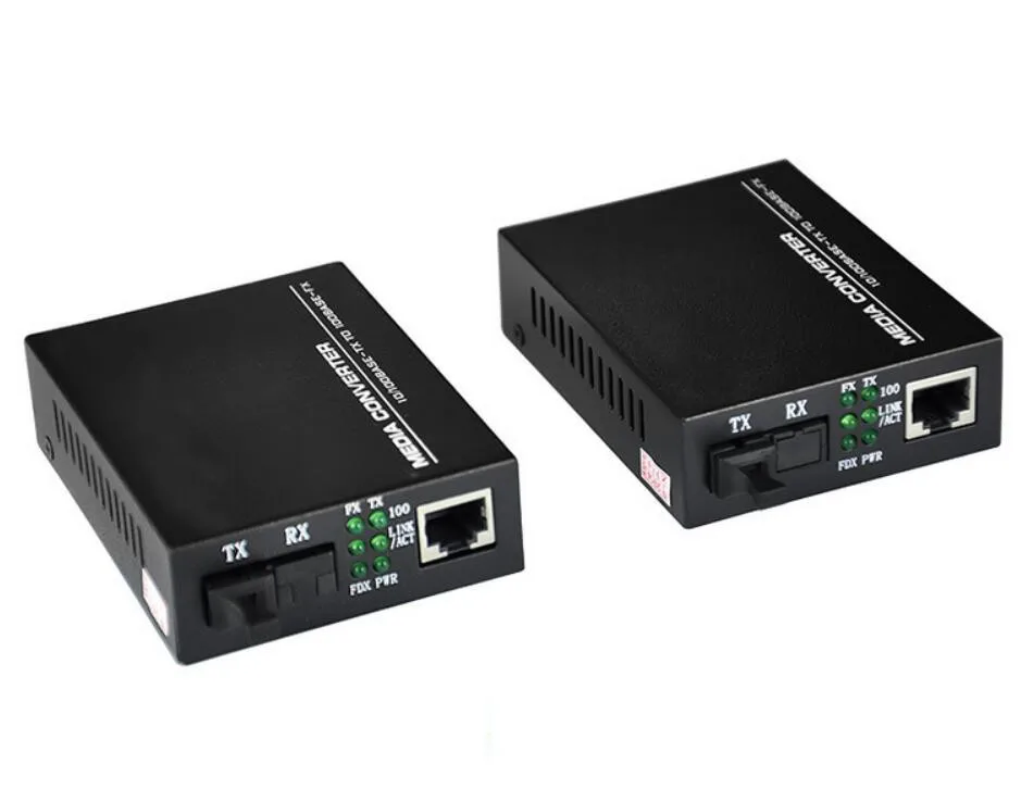 

1 pair 100M Simplex mode optical fiber transceiver 1 SC interface + 1 RJ45 port 25KM Fast Ethernet Media Converter