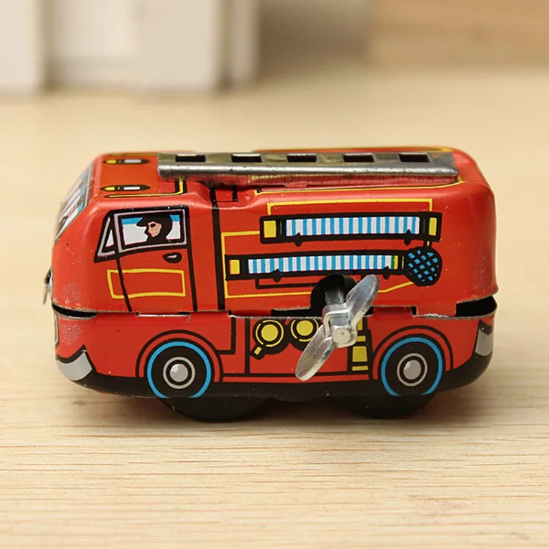 Милые шахты Винтаж пожарный автомобиль грузовик Заводной оловянные игрушки игрушечные модели автомобилей для мальчиков детей