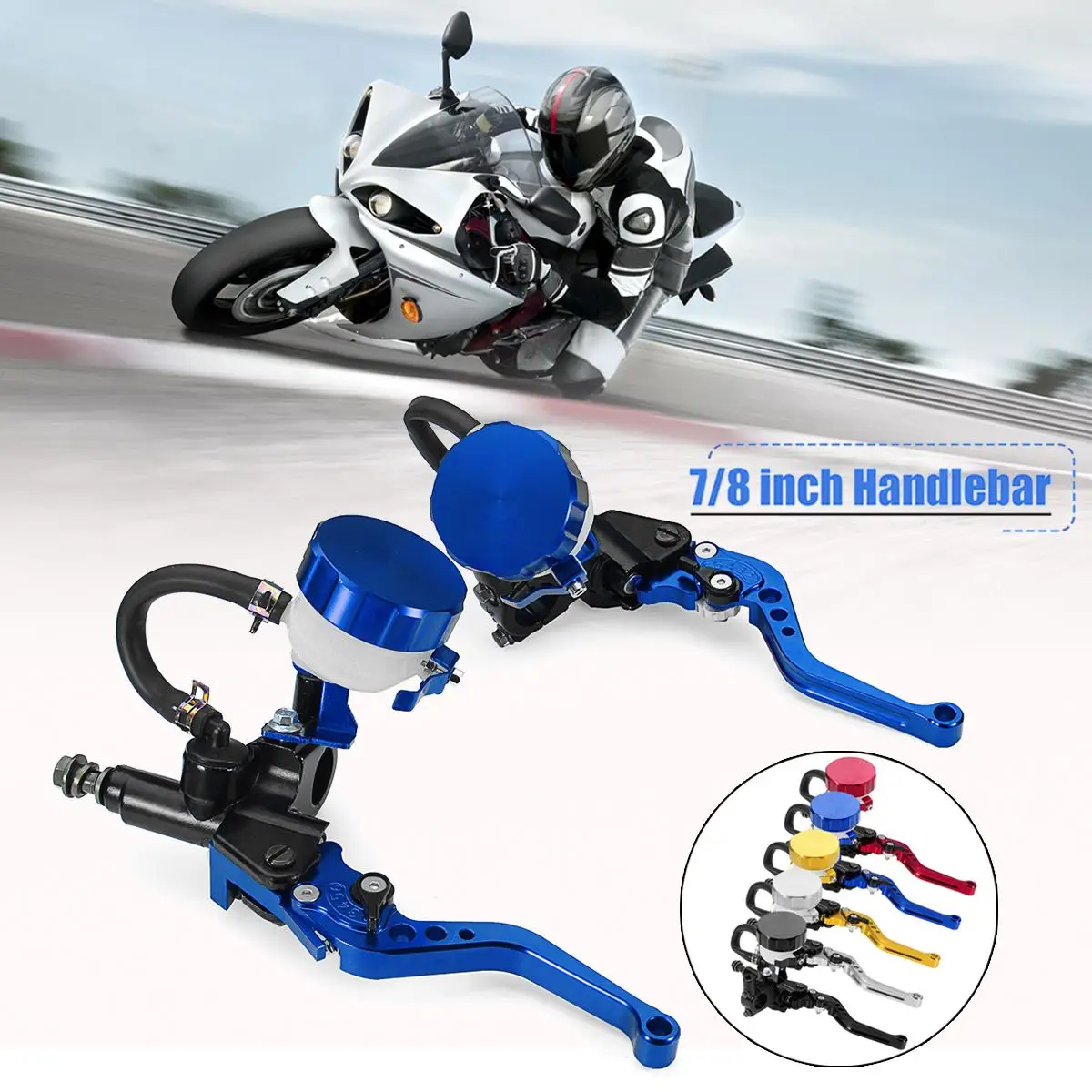 

7/8" CNC Motorcycle Handlebar Hydraulic Brake Clutch Cylinder Lever Reservoir