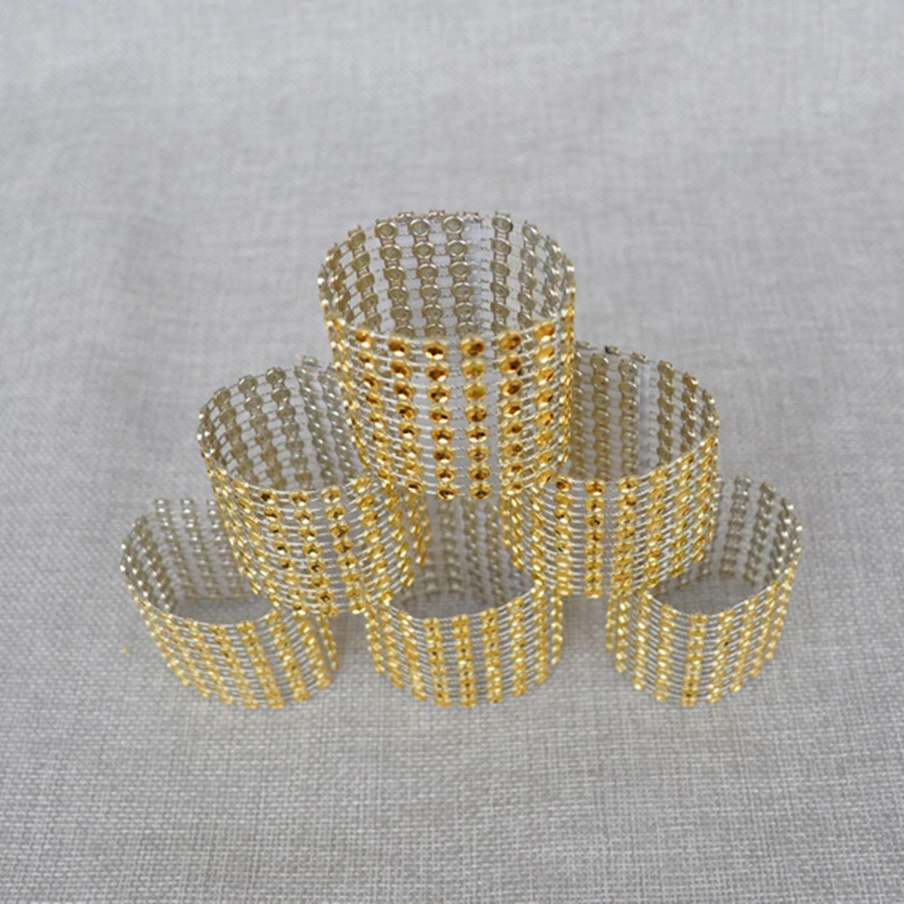 50pcs/lot Wedding Napkin Holders Diamond Napkin Rings for Wedding