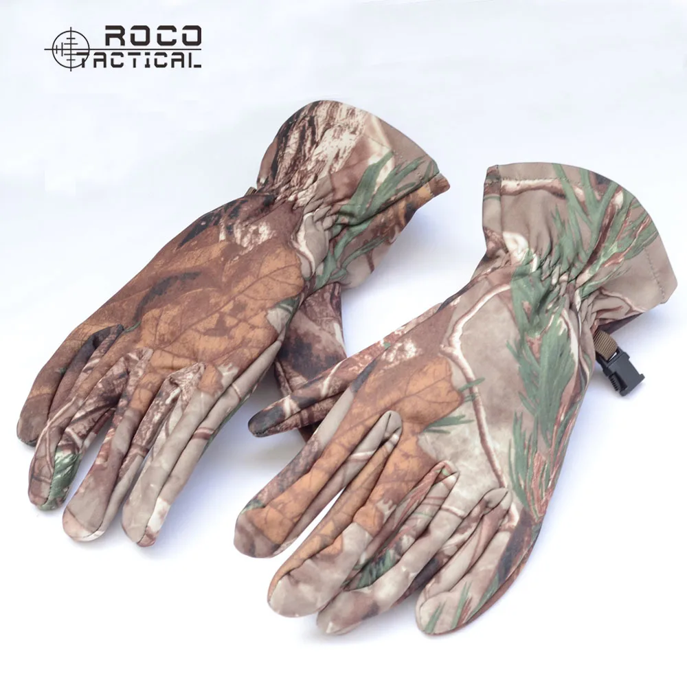 

Men Softshell Tactical Gloves Full Finger Thermal Fleece Camouflage Hunting Gloves Military Gloves Army Green CP Free Size