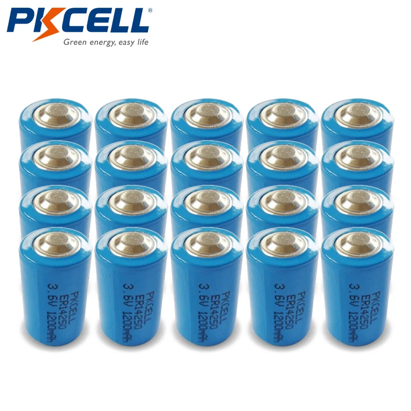 20Pcs PKCELL 1 2AA Battery 3 6V ER14250 14250 1200mAh LiSOCl2 Non 20Pcs PKCELL 1 2AA Battery 3 6V ER14250 14250 1200mAh LiSOCl2 Non