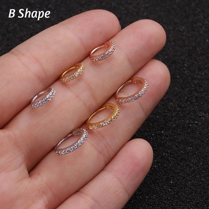 1PC 6-10mm Cz Nose Hoop Nostril Ring Flower Helix Cartilage Tragus Earring 20gx8mm Cz Cartilage Huggie Hoop Earring Jewelry - Image 3