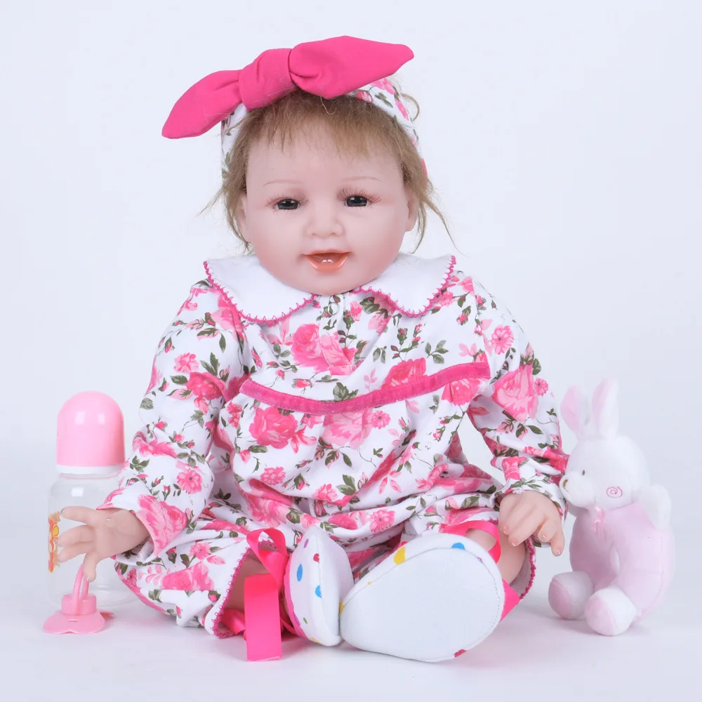 55cm Soft Cloth Body Silicone Reborn Baby Dolls Handmade Lovely Baby