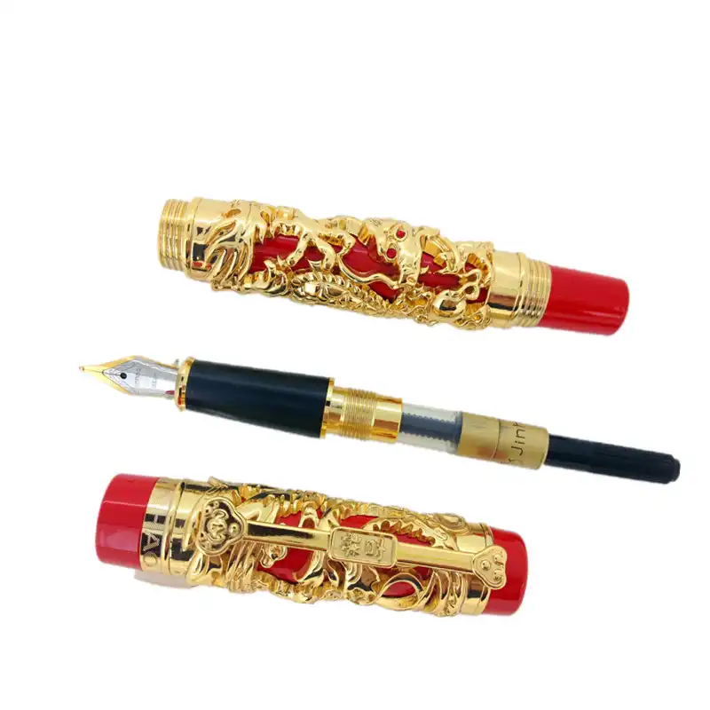 Jinhao Gold Color Auspicious Dragon Fountain Pen Medium Nib Size