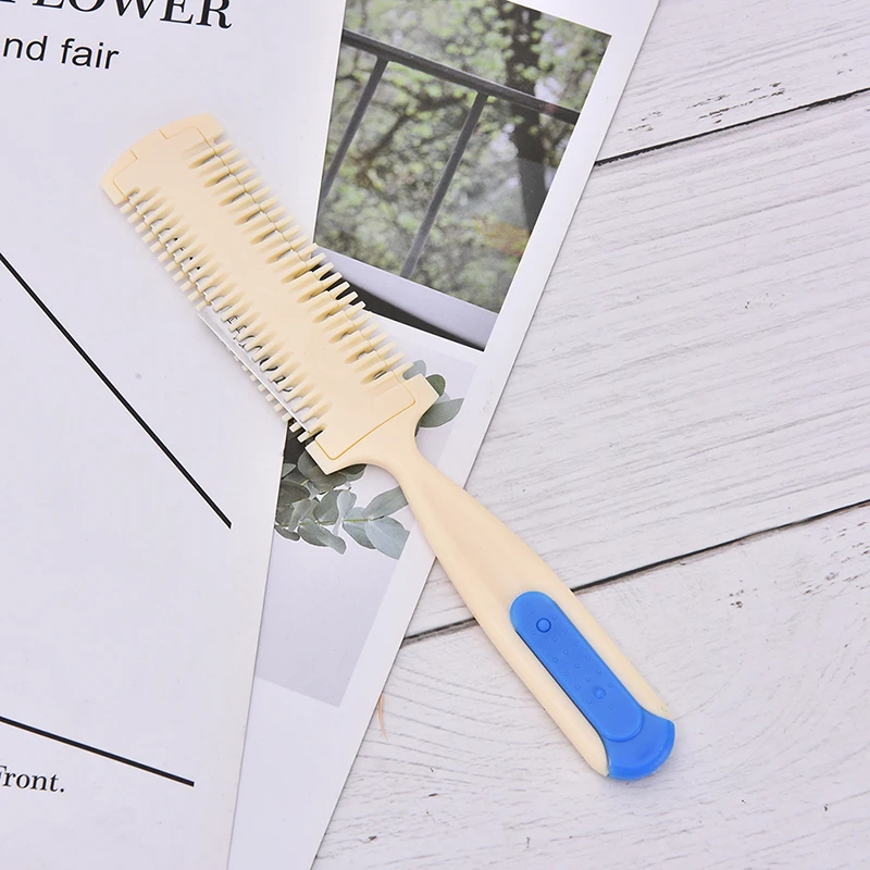 

1pc Hair Cutting Comb Handle Hair Brushes with Razor Blades Cutting Thinning Trimmin Hair Salon DIY Styling Tools