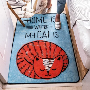 

Fashion Cartoon Cat Rectangle Floor Mat Bedroom Computer Desk Carpet