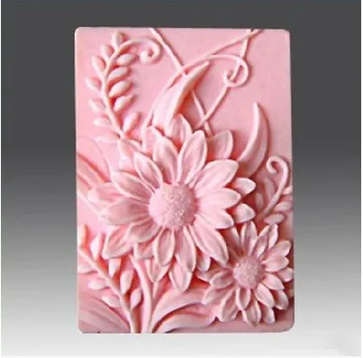 Silicone 3D flower carving Soap Mold die DIY Rectangle Soap Making Flower Pattern Mould Handmade Soap Silicon Mold