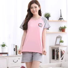 Новые поступления, хлопковые Симпатичные пижамные комплекты, женские пижамы, милая одежда для отдыха с принтом для девочек, плюс 3XL полосатая Пижама, femme, домашняя одежда