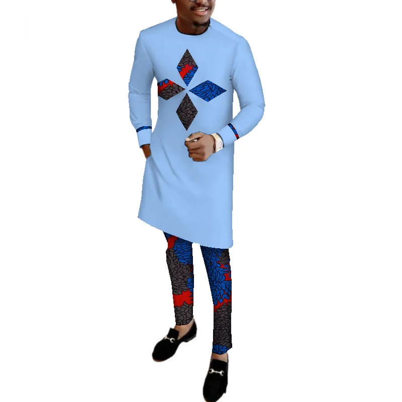 African-Clothes-for-Men-Long-Sleeve-Shirt-and-Pants-Set-Bazin-Riche-African-Print-Patchwork(1)