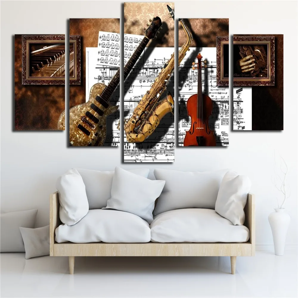 Wall-Art-Prints-Frame-Decor-5-Pieces-Musical-Instruments-Guitar-Saxophone-Violin-Music-Score-Paintings-Modular (1)