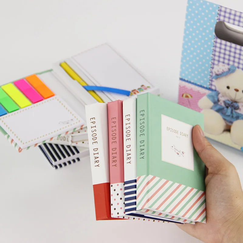 1 PC Creative Hardcover Notepad Sticky Notes Kawaii Stationery Diary Notebook and Pen Office School Supplies 1 PC Creative Hardcover Notepad Sticky Notes Kawaii Stationery Diary Notebook and Pen Office School Supplies