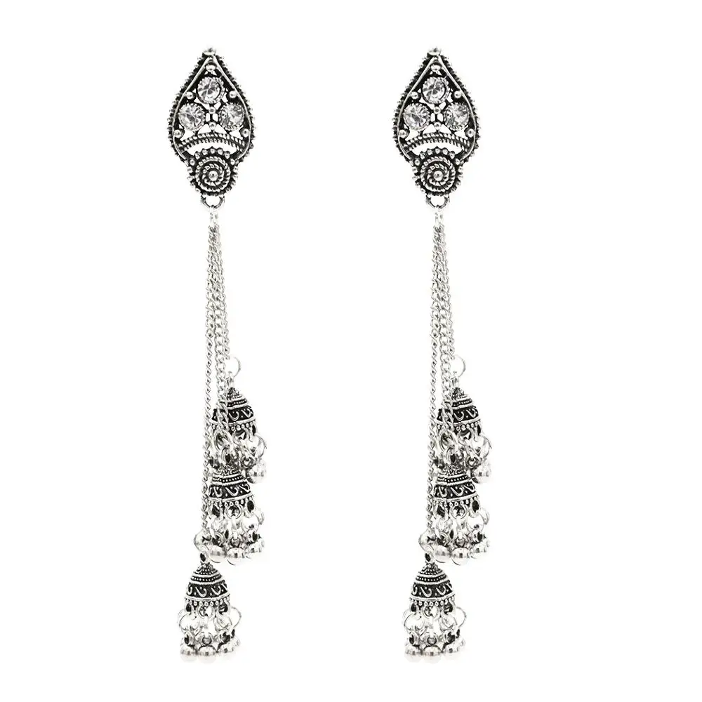 Индийские окисленные Jhumka Jhumki индийские серьги ювелирные изделия для женщин