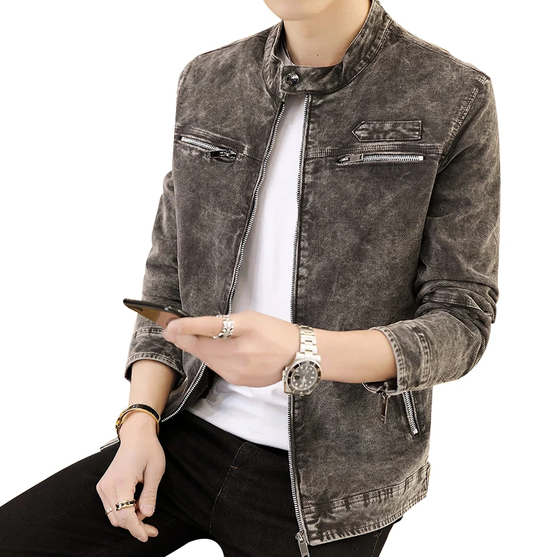 Men's Jackets Spring Autumn Korean Trend 2018 New Slim Standing collar Men's Vintage Denim Jackets S-3XL Men's Jackets Spring Autumn Korean Trend 2018 New Slim Standing collar Men's Vintage Denim Jackets S-3XL
